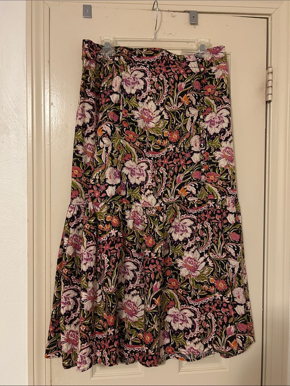 Joie Black Floral Maxi Skirt with Pink and Green Motif - Picture 3 of 5